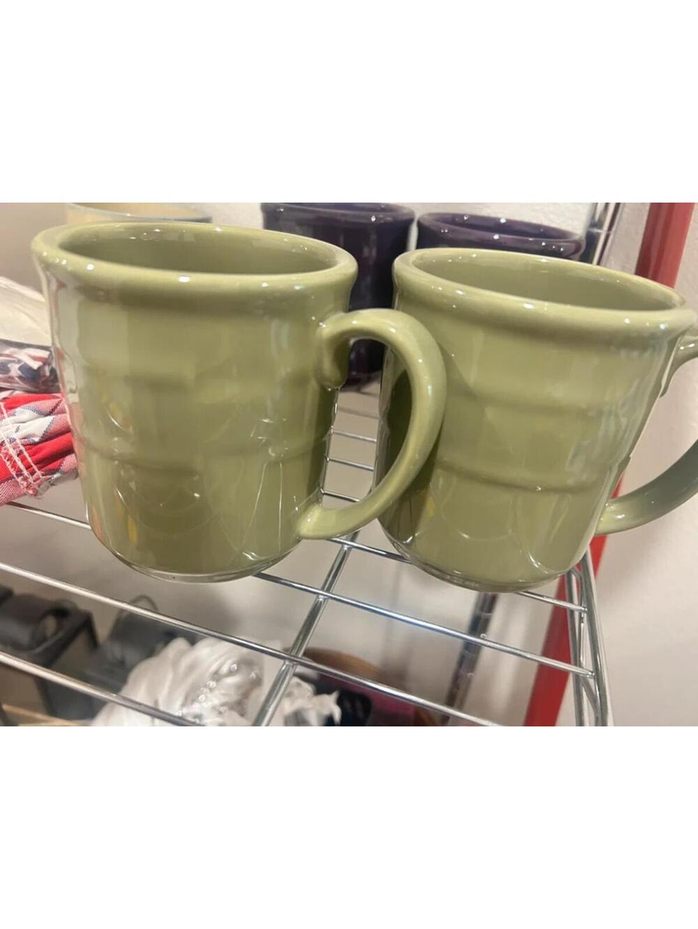 Longaberger Pottery Coffee Mugs Set of 2 Sage Green